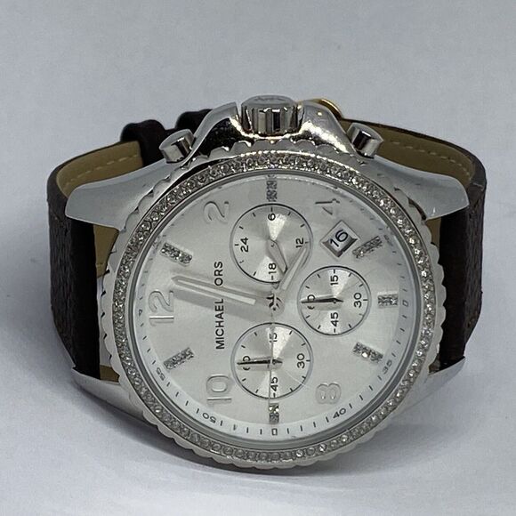 Michael Kors Guess MK5882 Women's Brown Leather Analog Dial Quarty Watch OP745 - Picture 7 of 12